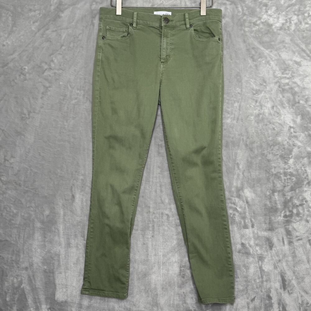 LOFT Skinny Crop Pants Womens 6 28 Green Mid Rise Ankle Jeans Stretch Casual
